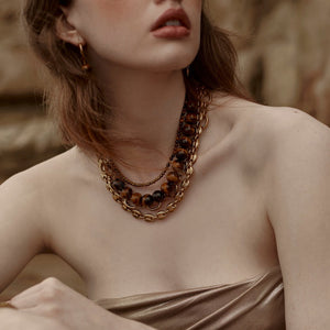 Silk & Steel Jewellery Party At The Front Necklace Black + Gold