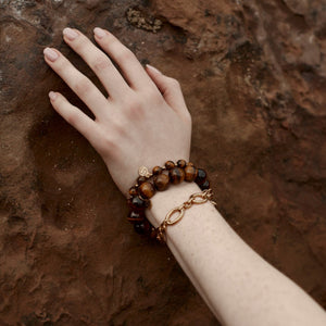 Silk & Steel Jewellery Aurora Bracelet Tiger's Eye + Gold