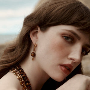 Silk & Steel Jewellery Aurora Hoops Black Onyx + Gold