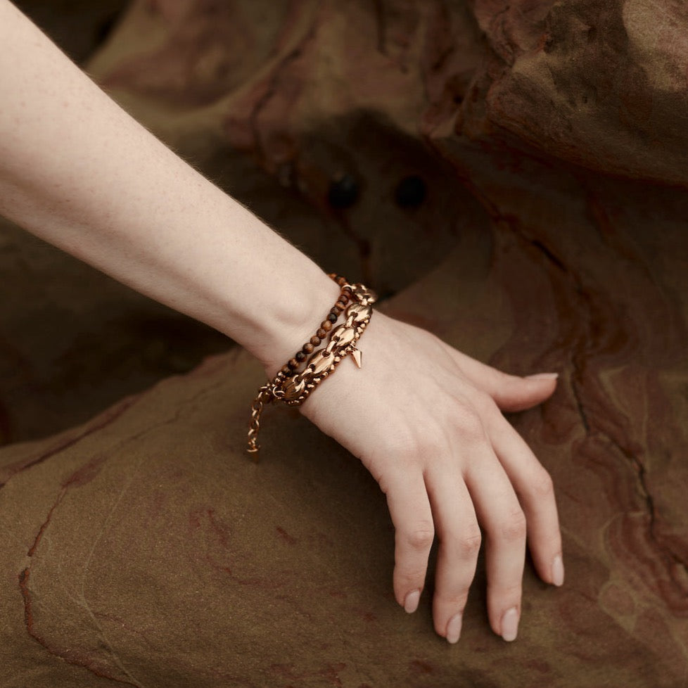 Silk & Steel Jewellery Party At The Front Bracelet - Tiger's Eye + Gold