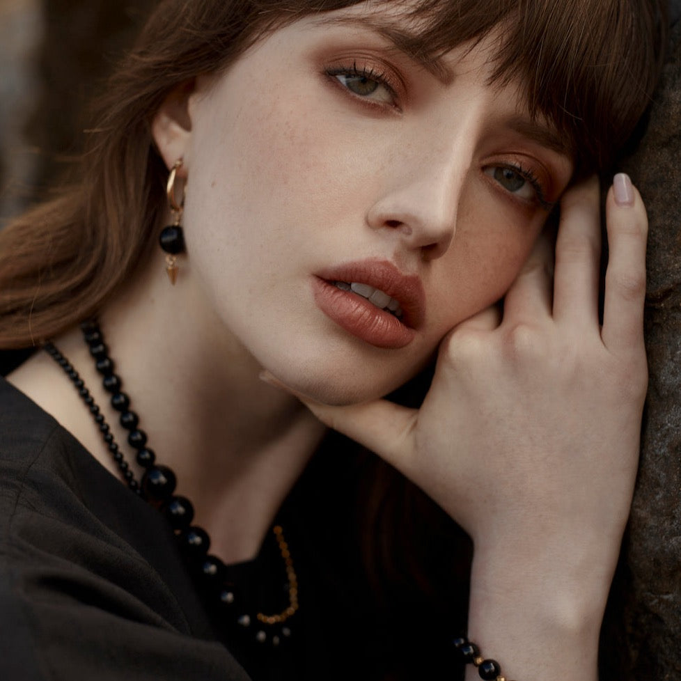 Silk & Steel Jewellery Party At The Front Necklace Black Onyx + Silver 