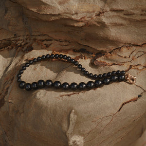 Silk & Steel Jewellery Luna Necklace Black Onyx + Gold