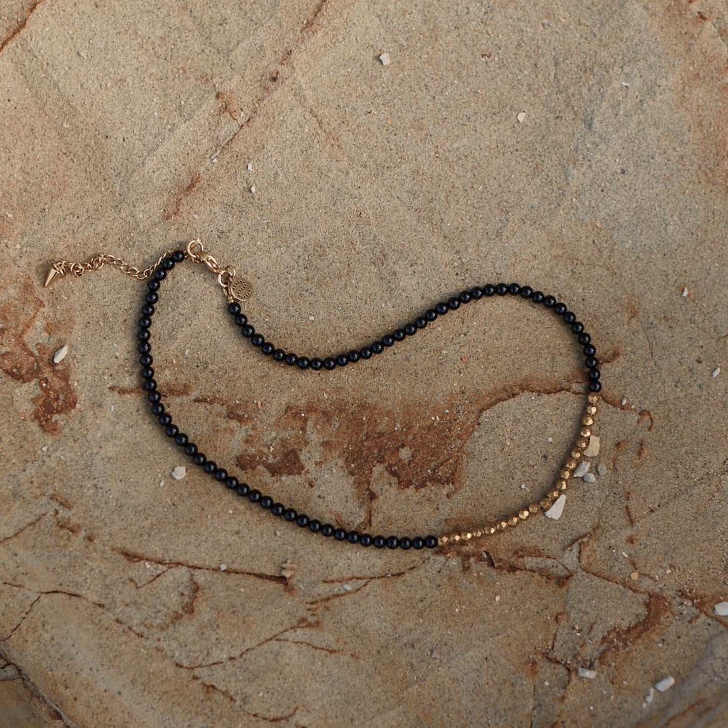 Silk & Steel Jewellery Party At The Front Necklace Black Onyx + Gold