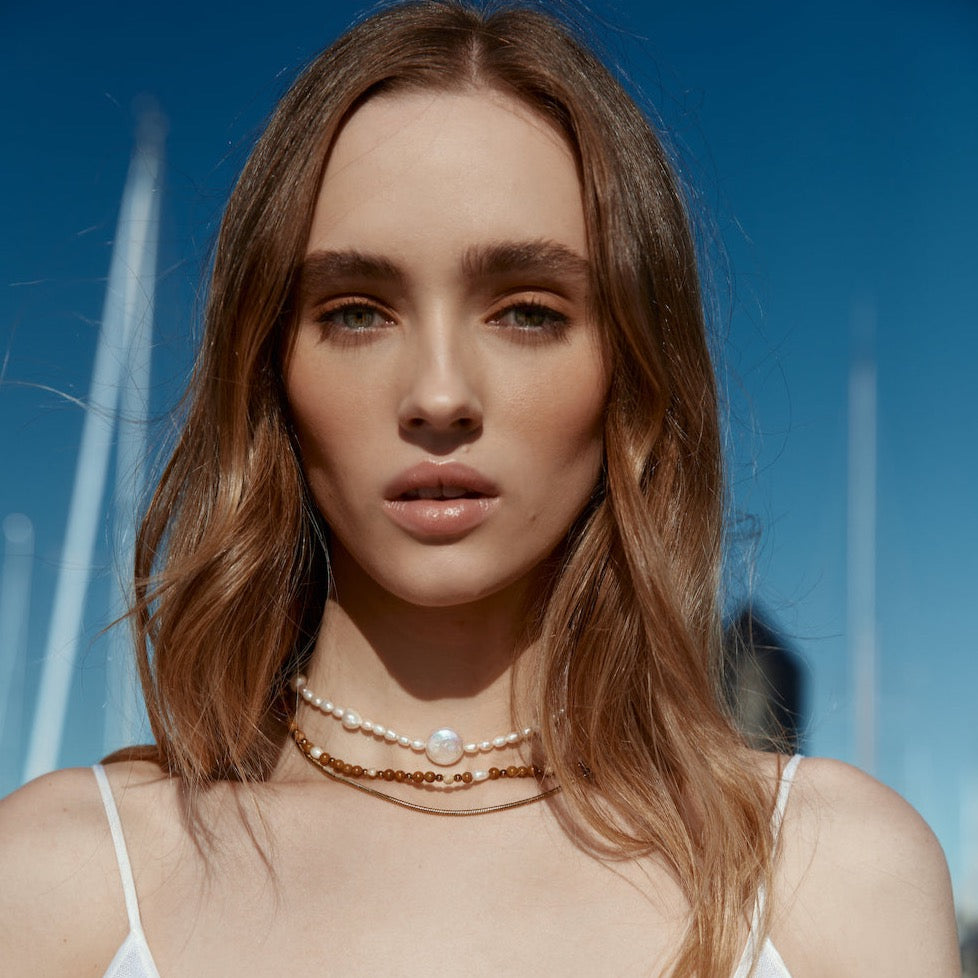 Silk & Steel Jewellery Bella Choker Pearl + Gold