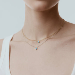 Silk & Steel Jewellery Superfine Mini Turquoise Necklace Gold