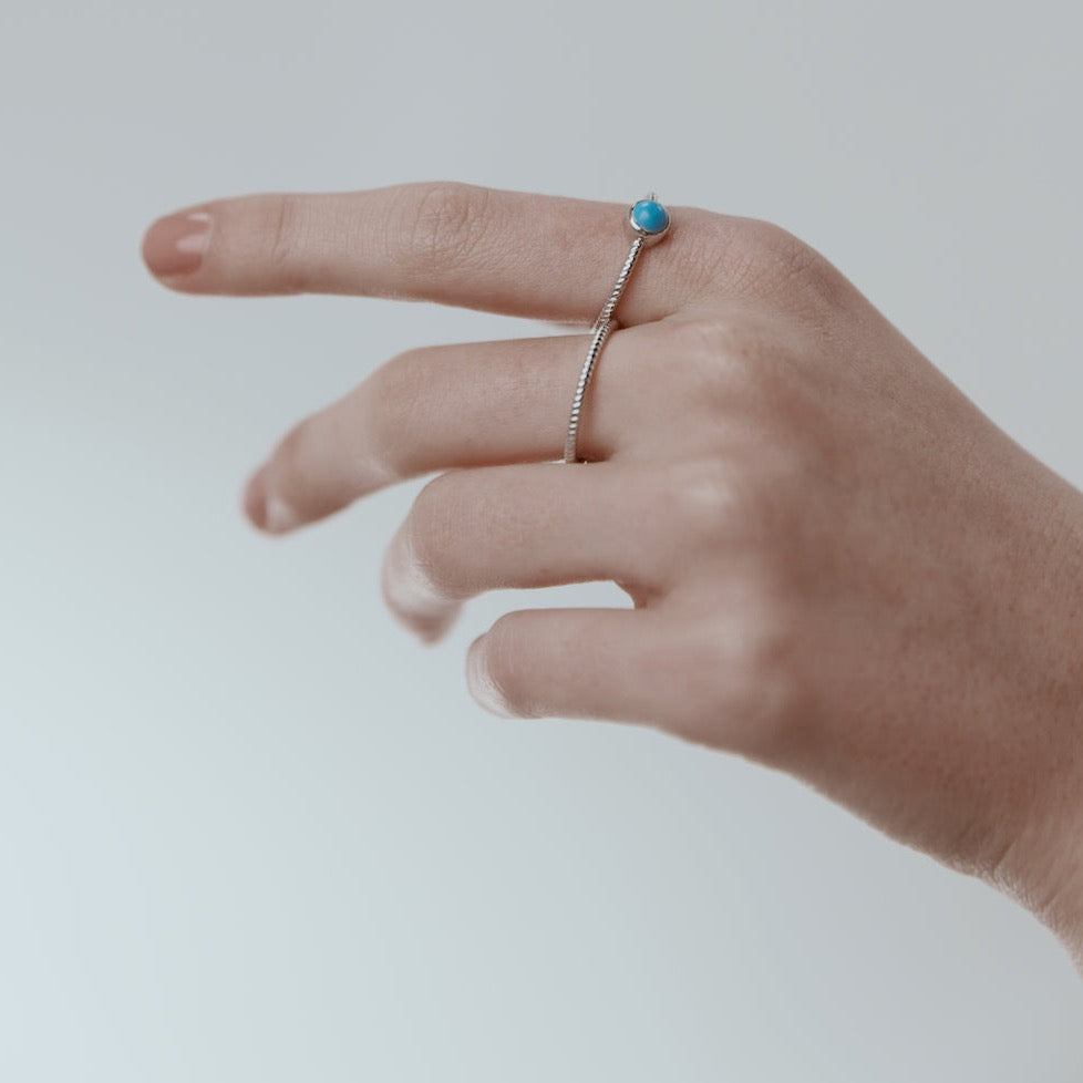 Silk & Steel Jewellery Superfine Turquoise Rope Ring Turquoise + Silver