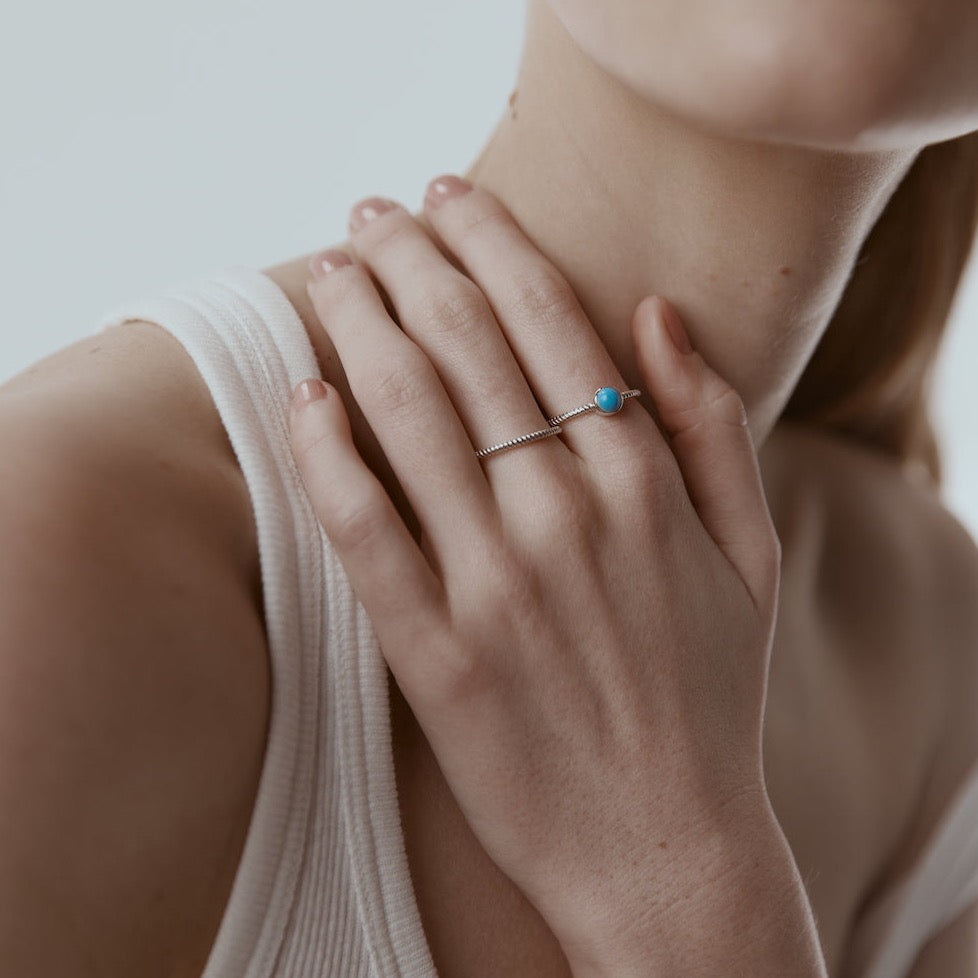 Silk & Steel Jewellery Superfine Turquoise Rope Ring Turquoise + Silver