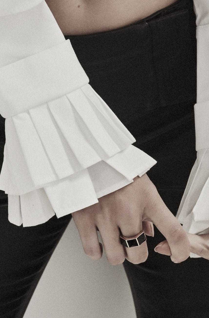 Rock Glam Ring Green Onyx + Silver