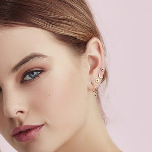 Silk & Steel Jewellery Superfine Keepsake Gold and Black Spinel hoop earrings
