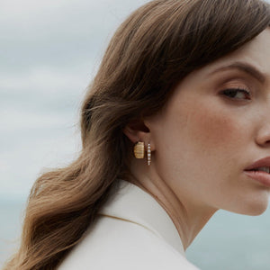 Silk & Steel Jewellery Venus Sleepers Pearl + Gold