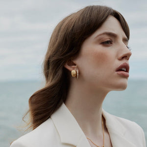 Silk & Steel Jewellery Venus Sleepers Pearl + Silver