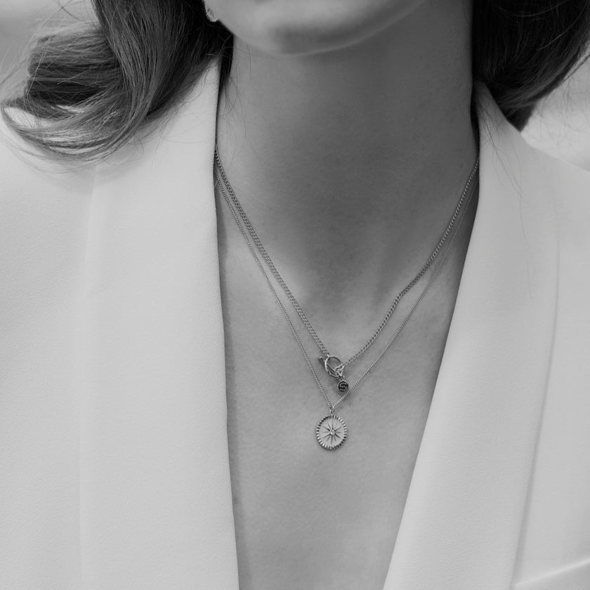 Silk & Steel Jewellery Guiding Star Necklace White Enamel + Silver