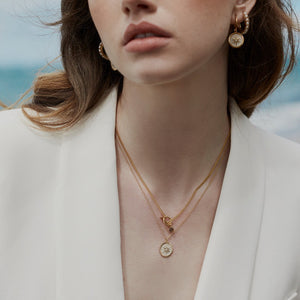 Silk & Steel Jewellery Guiding Star Necklace White Enamel + Gold