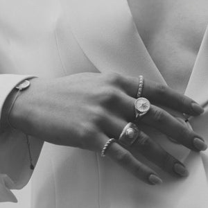 Silk & Steel Jewellery Guiding Star Bracelet White Enamel + Silver