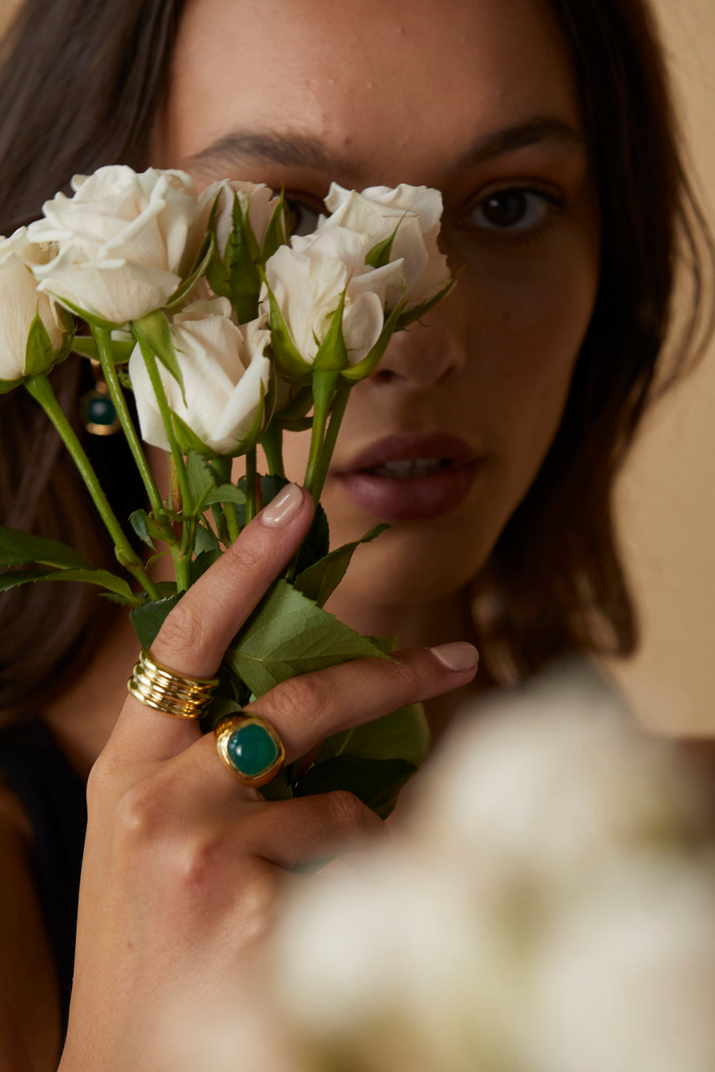 Silk & Steel Heritage Signet Ring Green Onyx + Gold