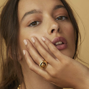 Silk & Steel Heritage Signet Ring Tigers Eye Gold
