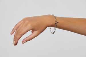 Silk & Steel Estate Fob Chain Bracelet Silver