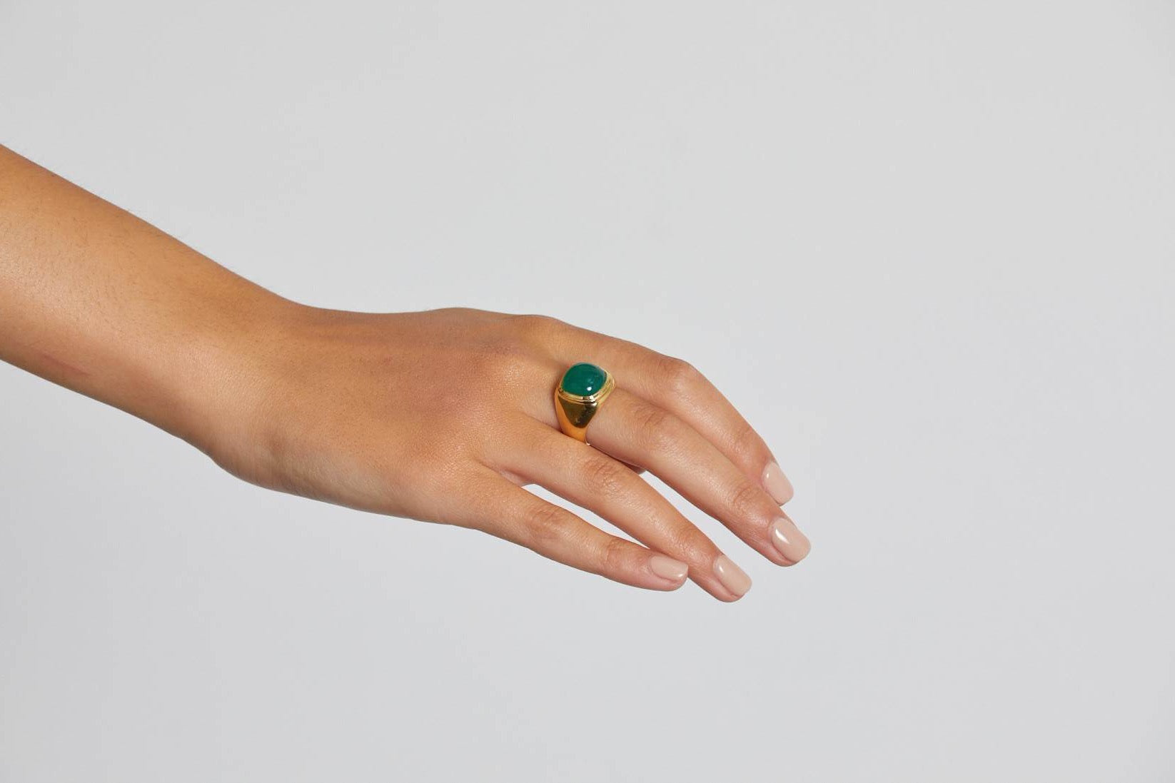Silk & Steel Heritage Signet Ring Green Onyx + Gold