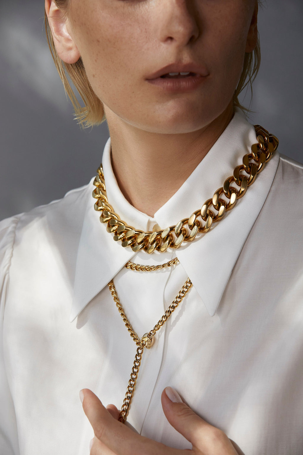 Silk & Steel Jewellery Assigned To Danger necklace gold stainless steel curb chain