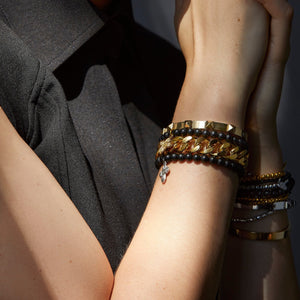 Silk & Steel - All for One bracelet black onyx silver spike