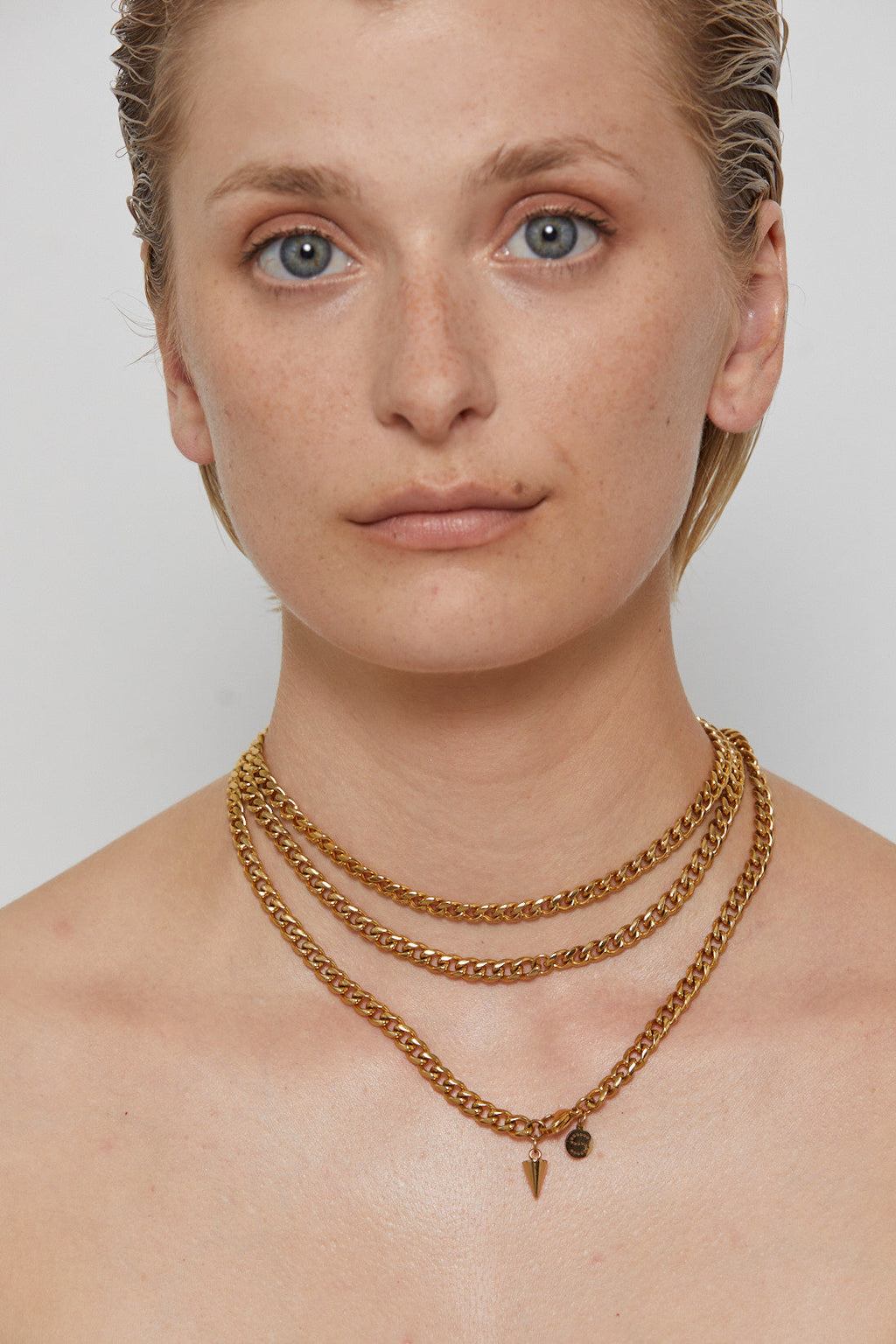 Silk & Steel Jewellery Assigned To Danger necklace gold stainless steel curb chain