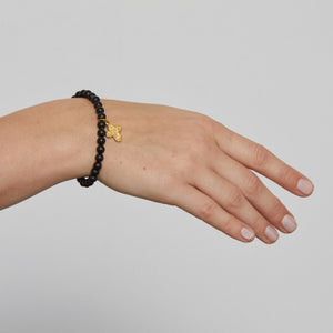 Silk & Steel Super Cross bracelet black onyx Gold