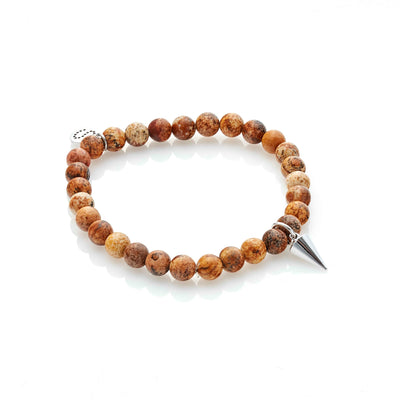 Silk & Steel All For One picture Jasper  silver and spike bracelet
