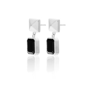 Silk & Steel Jewellery Athena Drop Earrings Black Onyx + Silver