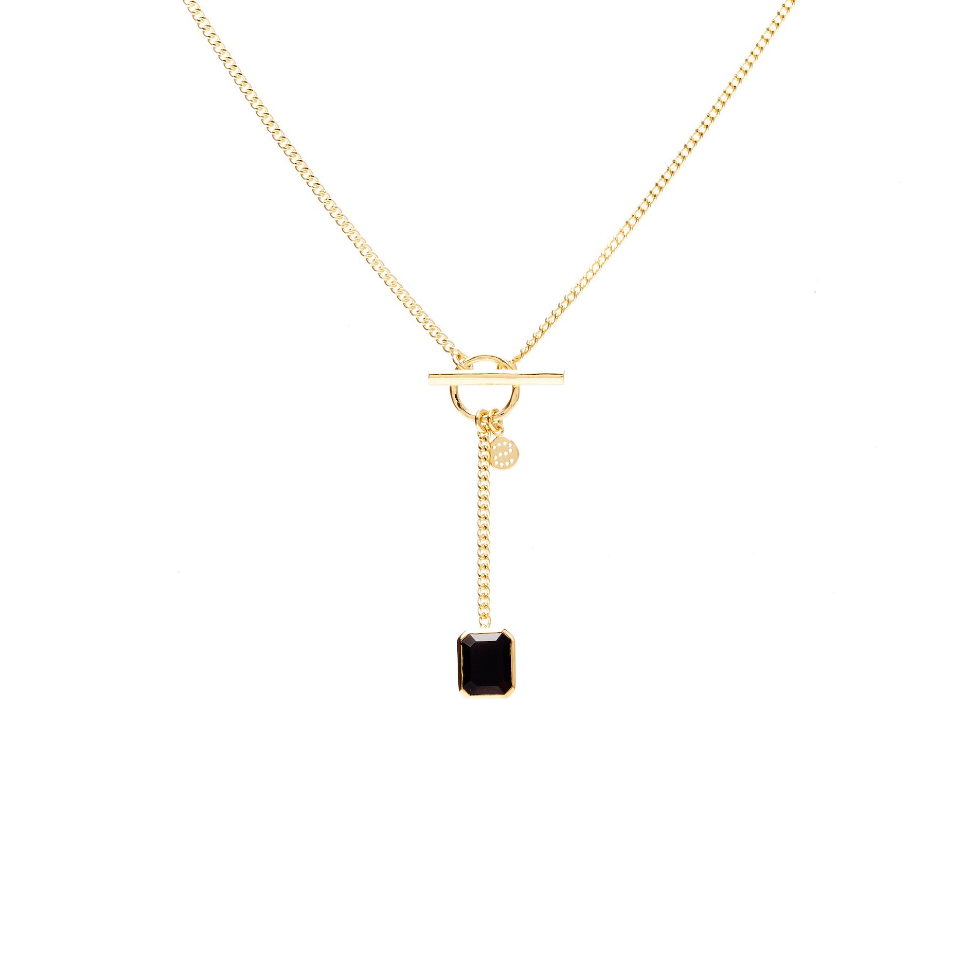 Silk & Steel Jewellery Athena Necklace Black Onyx + Gold