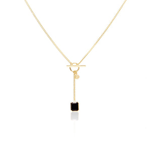 Silk & Steel Jewellery Athena Necklace Black Onyx + Gold