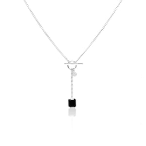 Silk & Steel Jewellery Athena Necklace Black Onyx + Silver