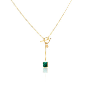 Silk & Steel Jewellery Athena Necklace Green Malachite + Gold