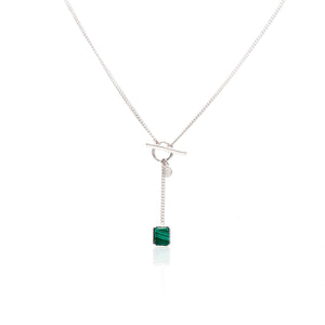 Silk & Steel Jewellery Athena Necklace Green Malachite + Silver