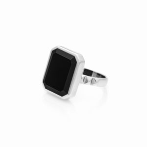 Silk & Steel Jewellery Athena Ring Black Onyx + Silver