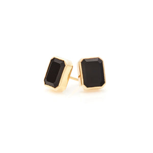 Silk & Steel Jewellery Athena Stud Earrings Black Onyx + Gold