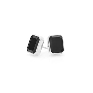 Silk & Steel Jewellery Athena Stud Earrings Black Onyx + Silver