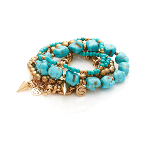 Silk & Steel Jewellery Azura Bracelet Turquoise + Gold