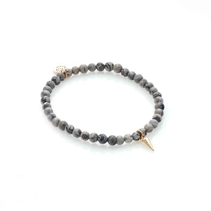 Silk & Steel In The Detail Grey Landscape Jasper Gold Bracelet