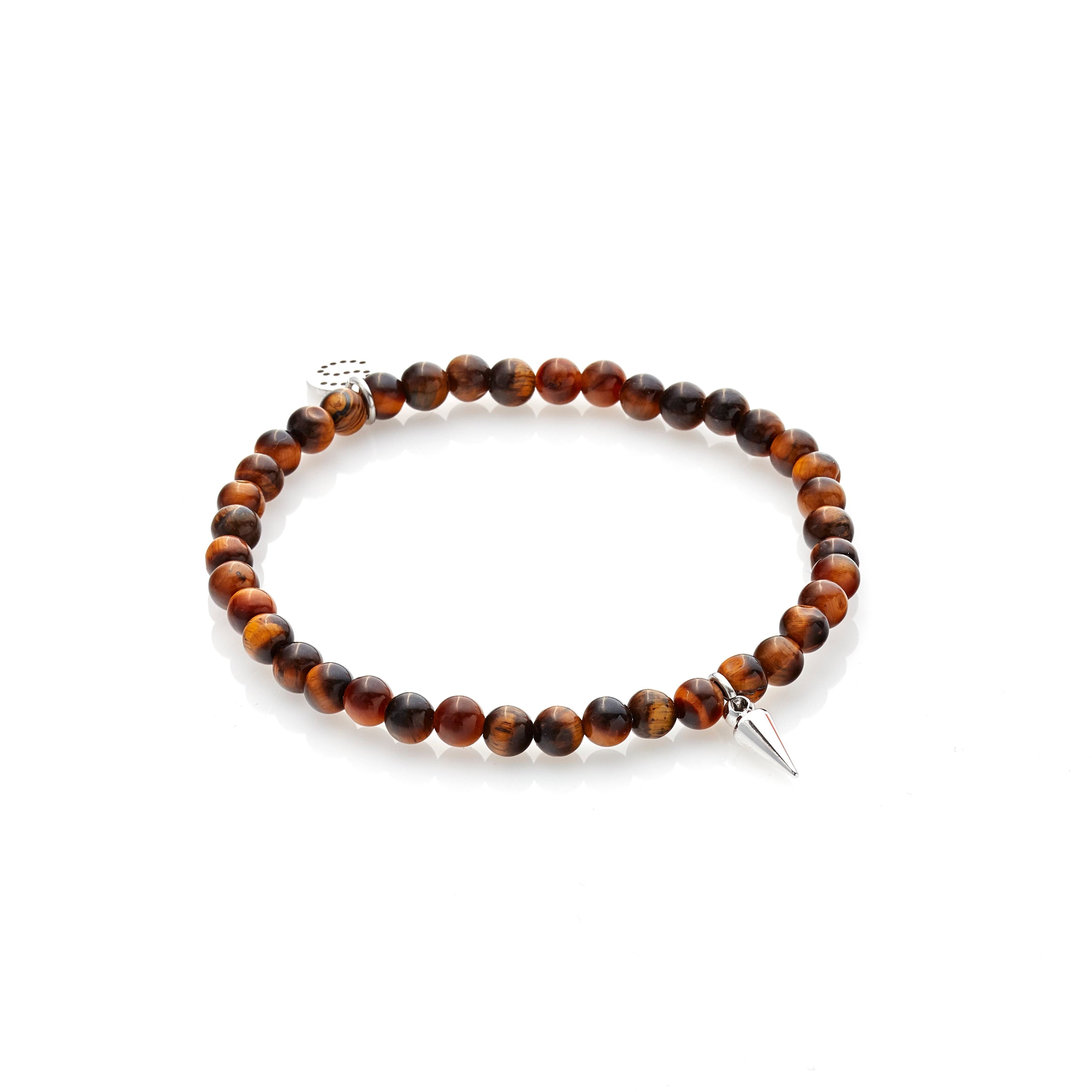 Silk & Steel In The Detail Tigers Eye Silver Spike Bracelet