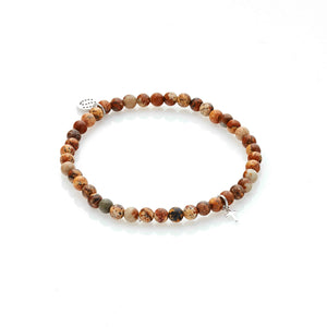 Silk & Steel Peace of Mind gemstone Picture Jasper cross bracelet