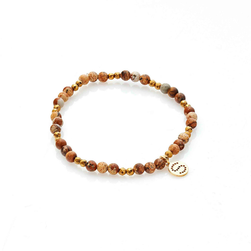 Silk & Steel Sequence Bracelet Picture Jasper and  Gold Hematite