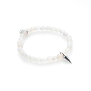 Silk & Steel Love Hate rose quartz silver and spike bracelet