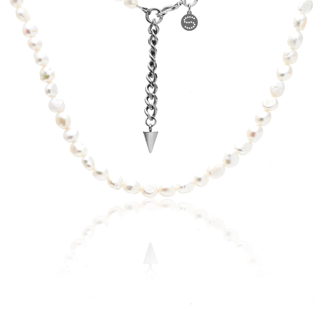 Silk & Steel Baroque Pearl Choker Necklace