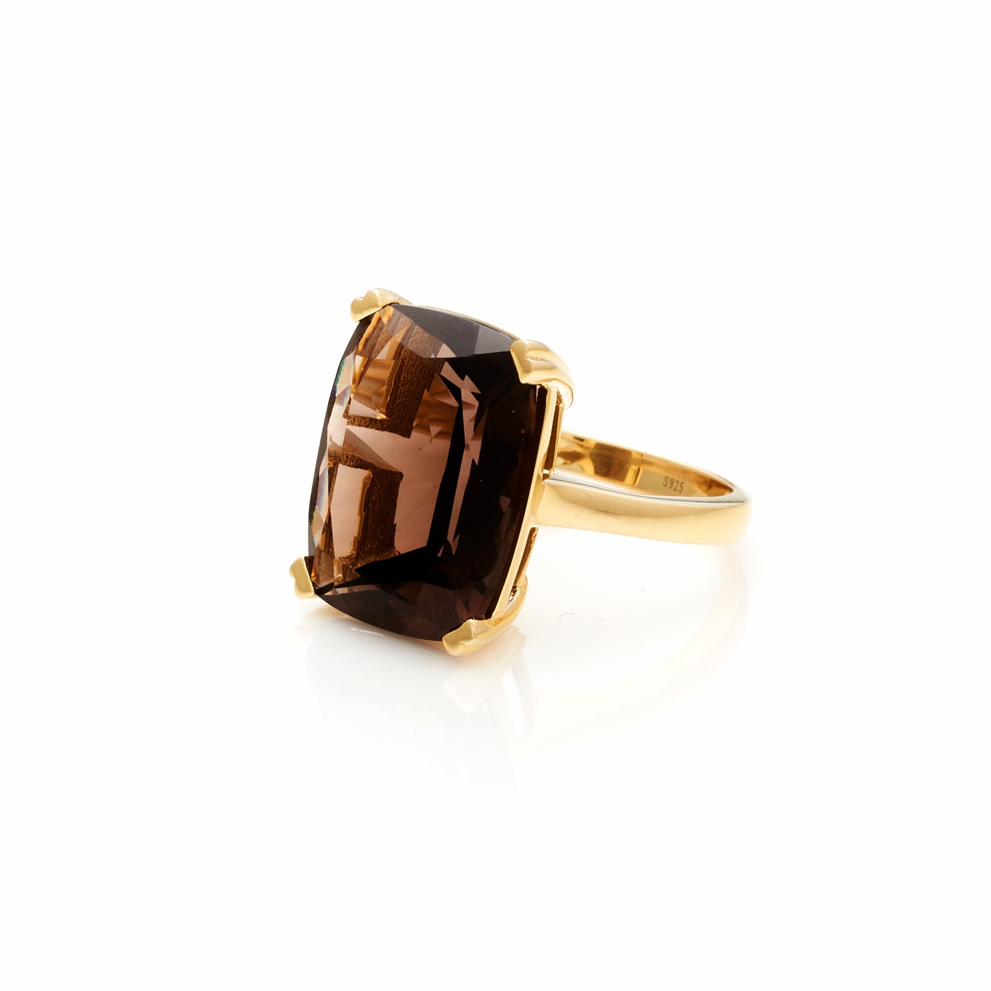 Silk & Steel Jewellery Goddess Ring Smokey Quartz + Gold