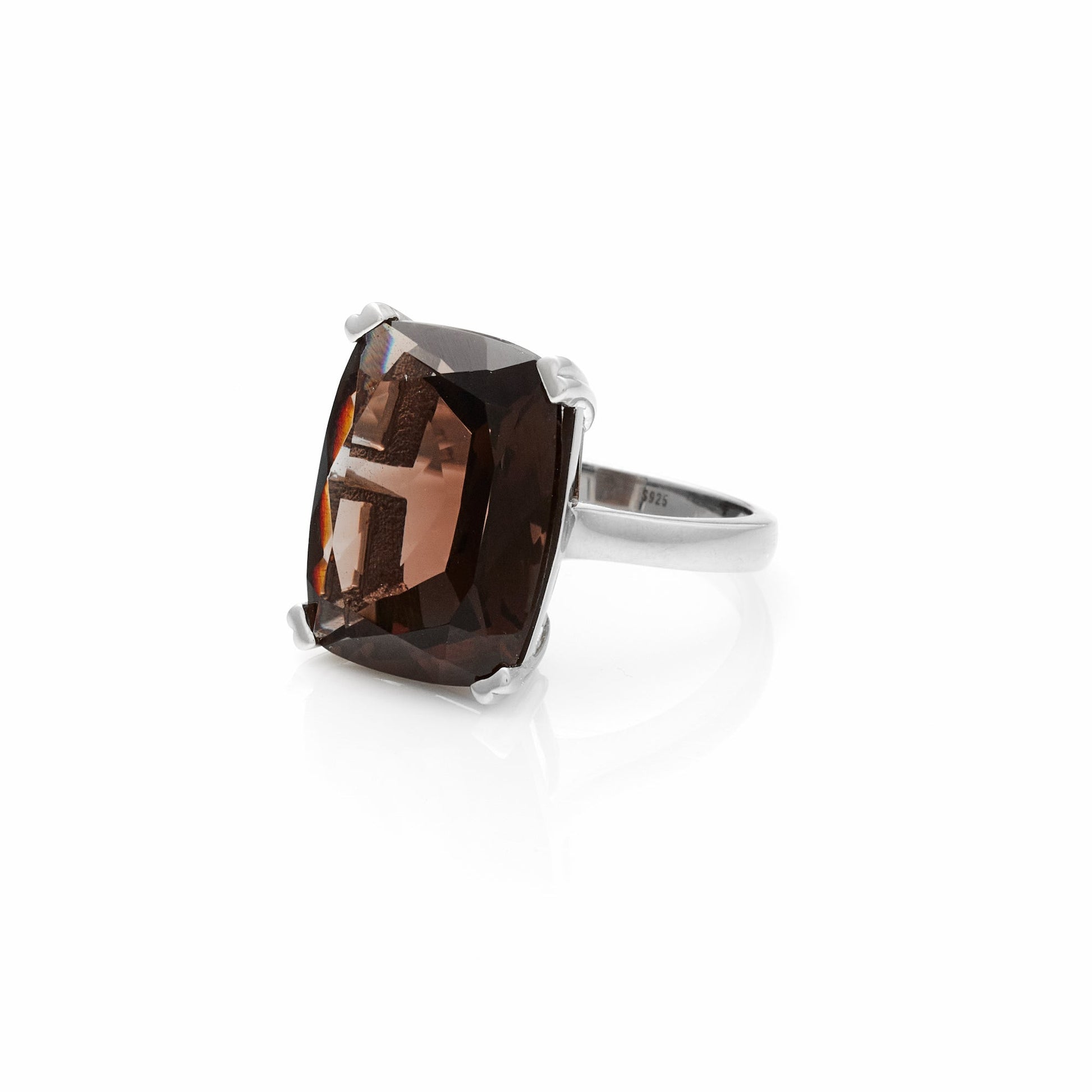 Silk & Steel Jewellery Goddess Ring Smokey Quartz + Silver