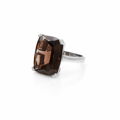 Silk & Steel Jewellery Goddess Ring Smokey Quartz + Silver