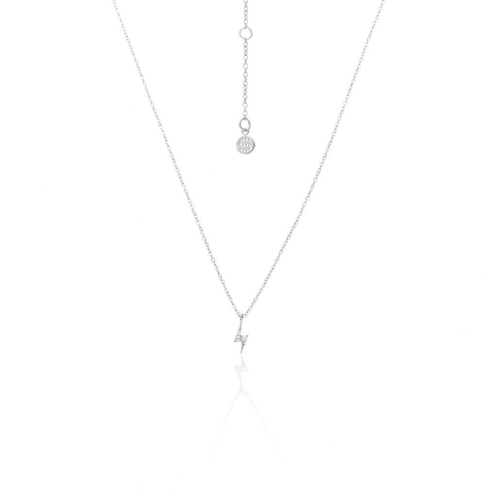 Silk & Steel Superfine Lightning Bolt necklace silver white topaz