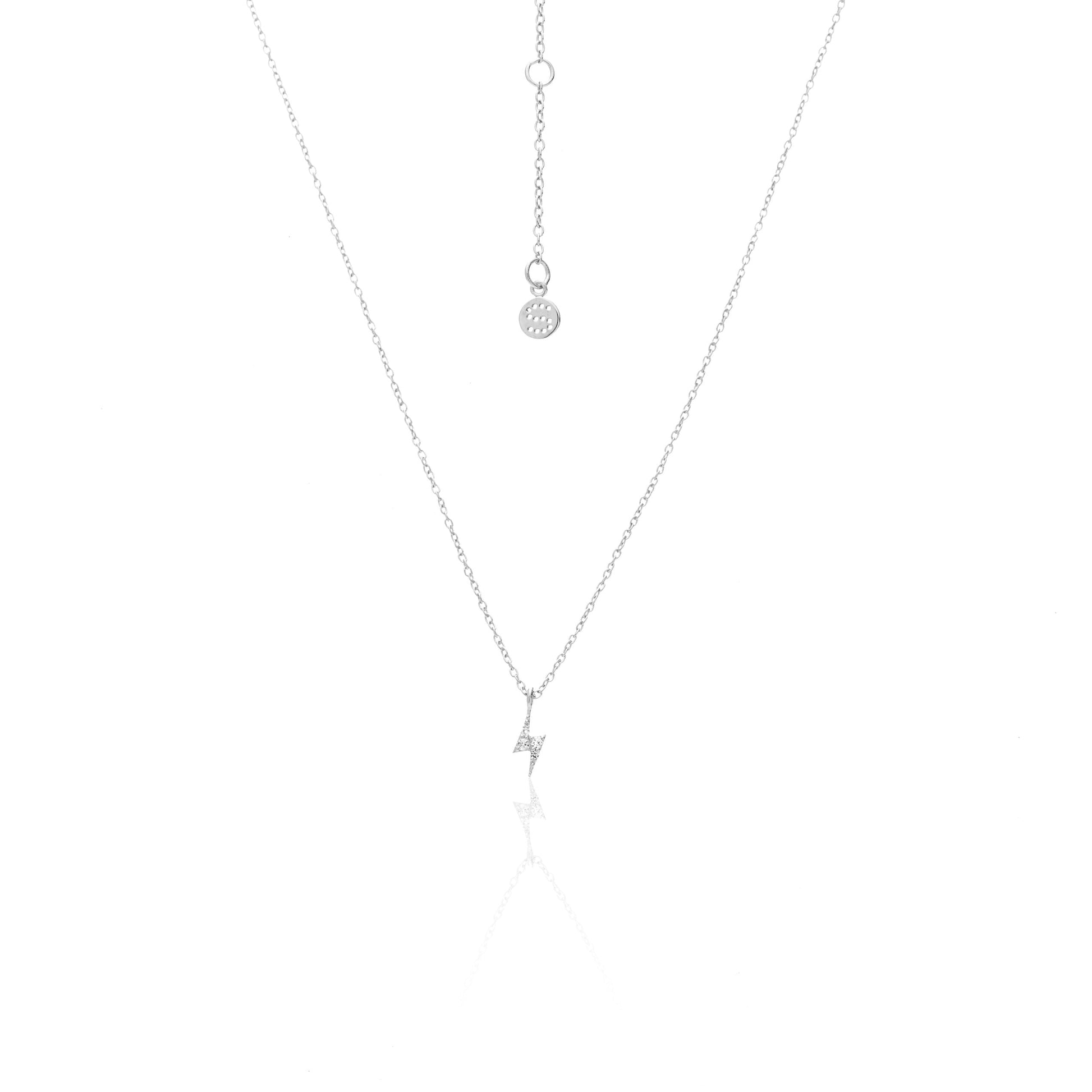 Silk & Steel Superfine Lightning Bolt necklace silver white topaz