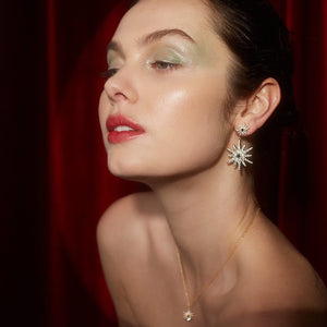 Silk & Steel Jewellery Luminosa Drop Earrings White Topaz Gold