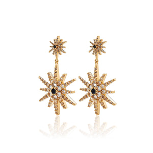 Silk & Steel Luminosa Star Drop Earrings White Topaz Gold